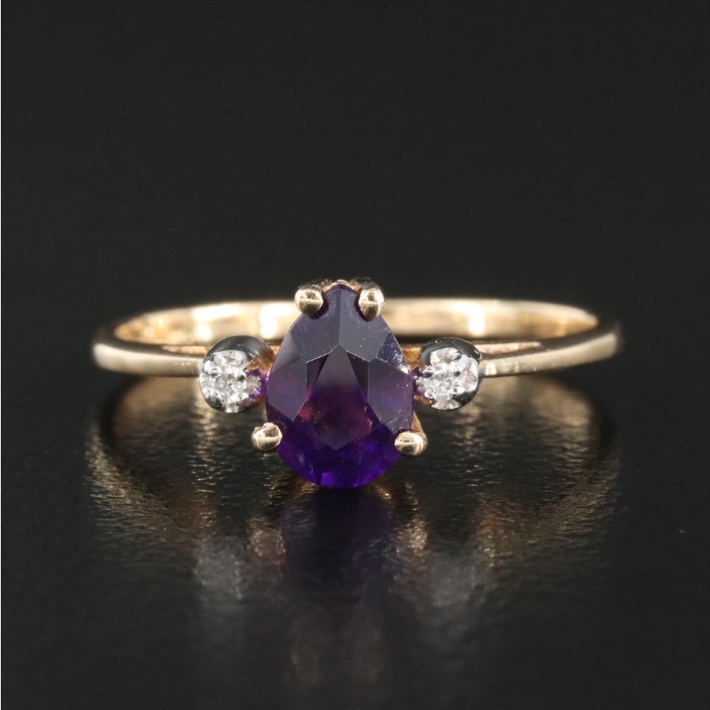 10K amethyst and diamond ring- size 7